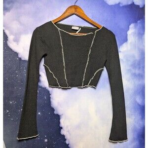 Urban Outfitters Bella Thermal Top Size Medium Lettuce Hem Grunge Y2K Coquette